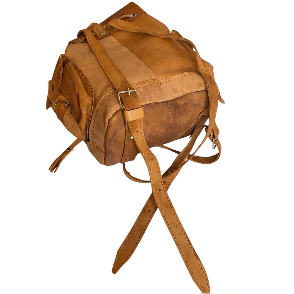 Handmade Boho Genuine Leather Mini Backpack w Floral Embroidery Details Festival - Picture 11 of 13